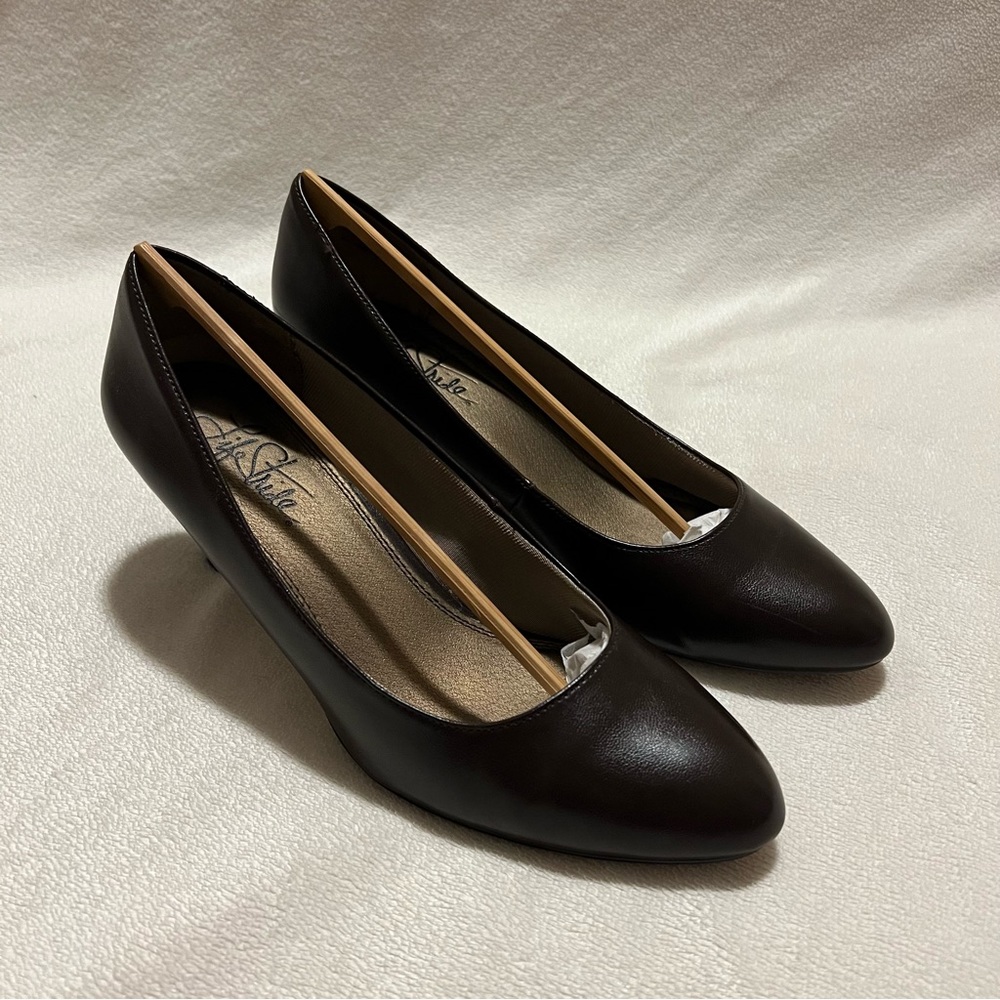 Life Stride Brown Heels Classic Slip-On Design